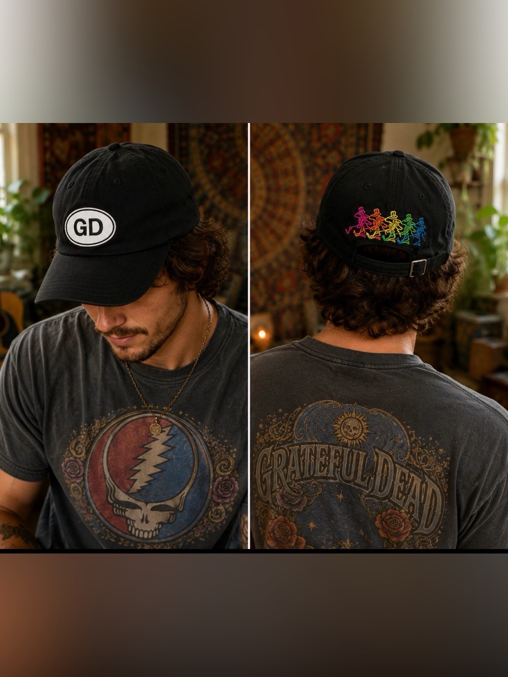 Liquid Blue Black Cap with Multicolor Logo
